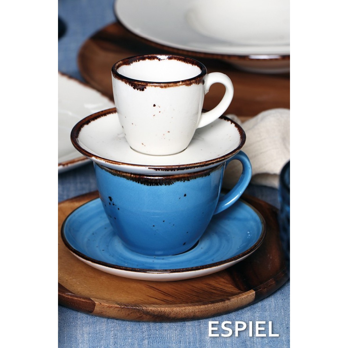 Terra Blue φλυτζάνι και πιατάκι για καφέ σετ των έξι τεμαχίων 220 ml Terra Blue φλυτζάνι και πιατάκι για καφέ σετ των έξι τεμαχίων 220 ml