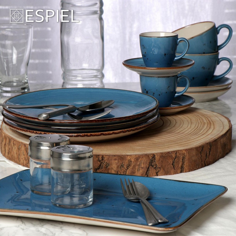 Terra Blue φλυτζανάκι και πιατάκι για espresso σετ των έξι τεμαχίων 90 ml 12x6 εκ