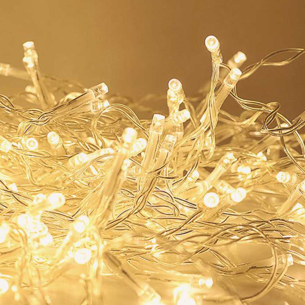240 Led λαμπάκια IP44 κουρτίνα με πρόγραμμα διάφανο καλώδιο και soft white φως 3x1.8μ