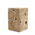 Σκαμπό Cube από κομμάτια ρίζας ξύλου teak 30x30x45 εκ