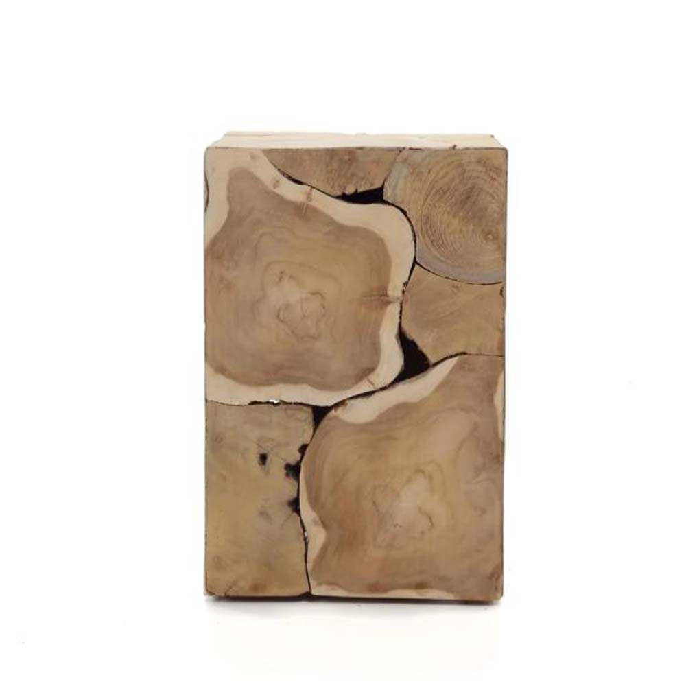 Σκαμπό Cube από κομμάτια ρίζας ξύλου teak 30x30x45 εκ
