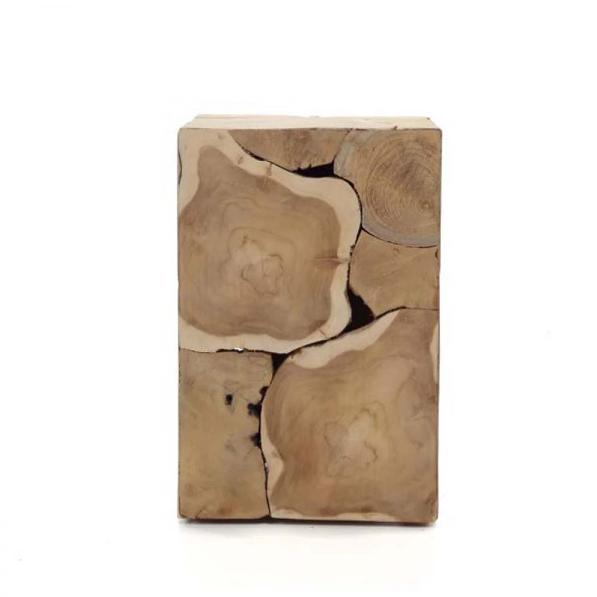 Σκαμπό Cube από κομμάτια ρίζας ξύλου teak 30x30x45 εκ
