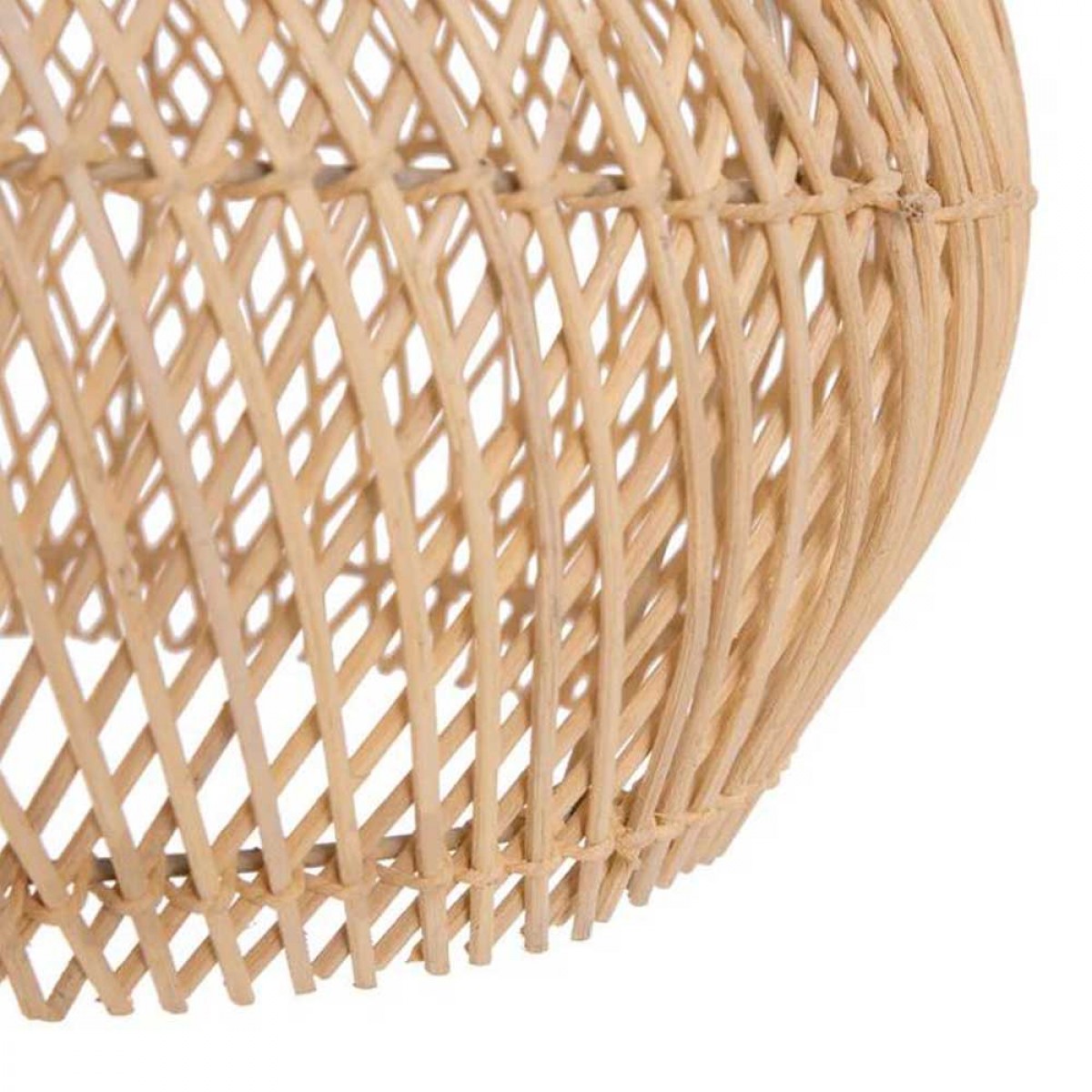 Καπέλο φωτιστικού Bell Natural S από rattan και παλαιωμένο ξύλο teak 40x40x40 εκ