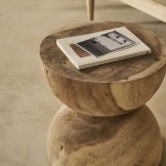 Σκαμπό Cloe από τροπικό ξύλο munggur σκαλιστό στο χέρι 40x40 εκ