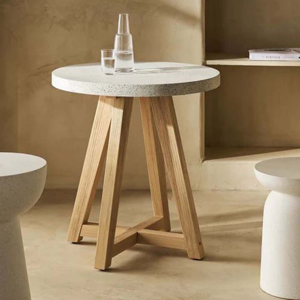 Τραπέζι Bistro Noria terazzo grey black 70x70x75 εκ