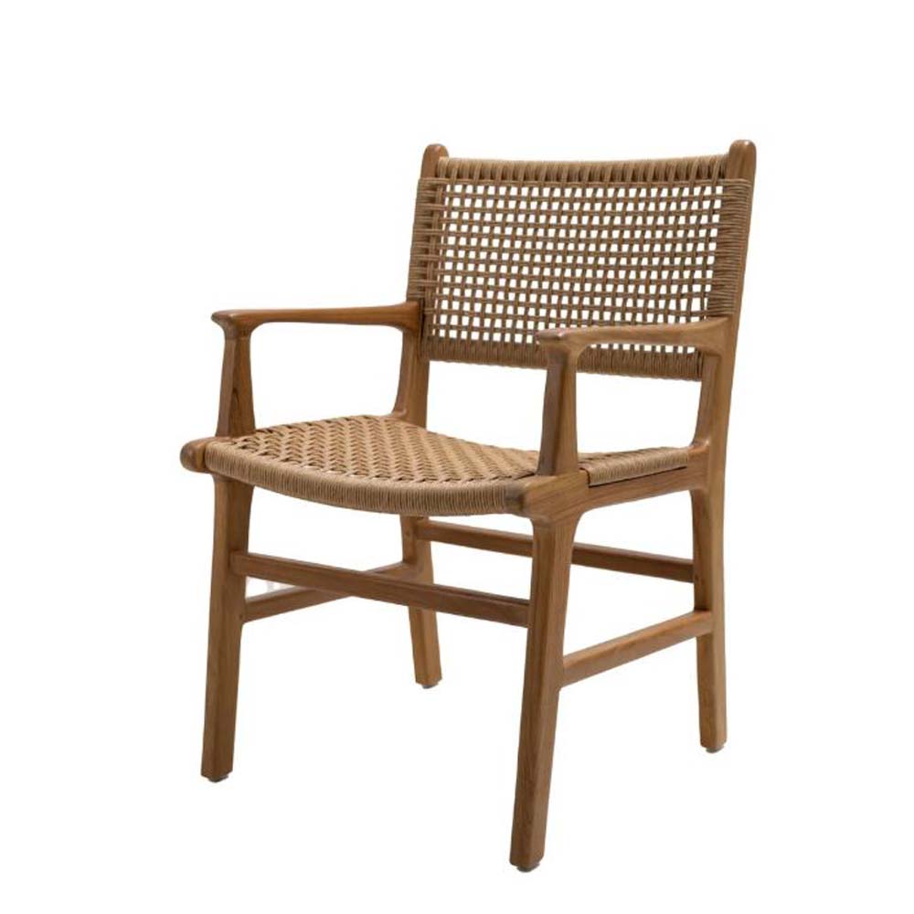 Καρέκλα Aris με μπράτσα από ξύλο teak 54x52x85 εκ