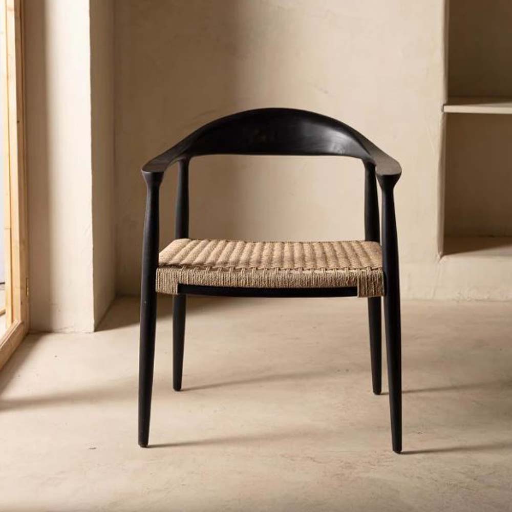 Πολυθρόνα Kels σε μαύρο χρώμα από ξύλο teak 63x53x76 εκ