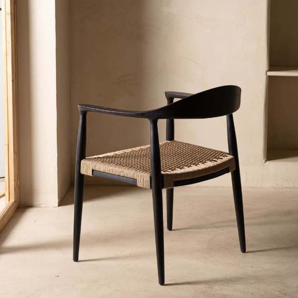 Πολυθρόνα Kels σε μαύρο χρώμα από ξύλο teak 63x53x76 εκ