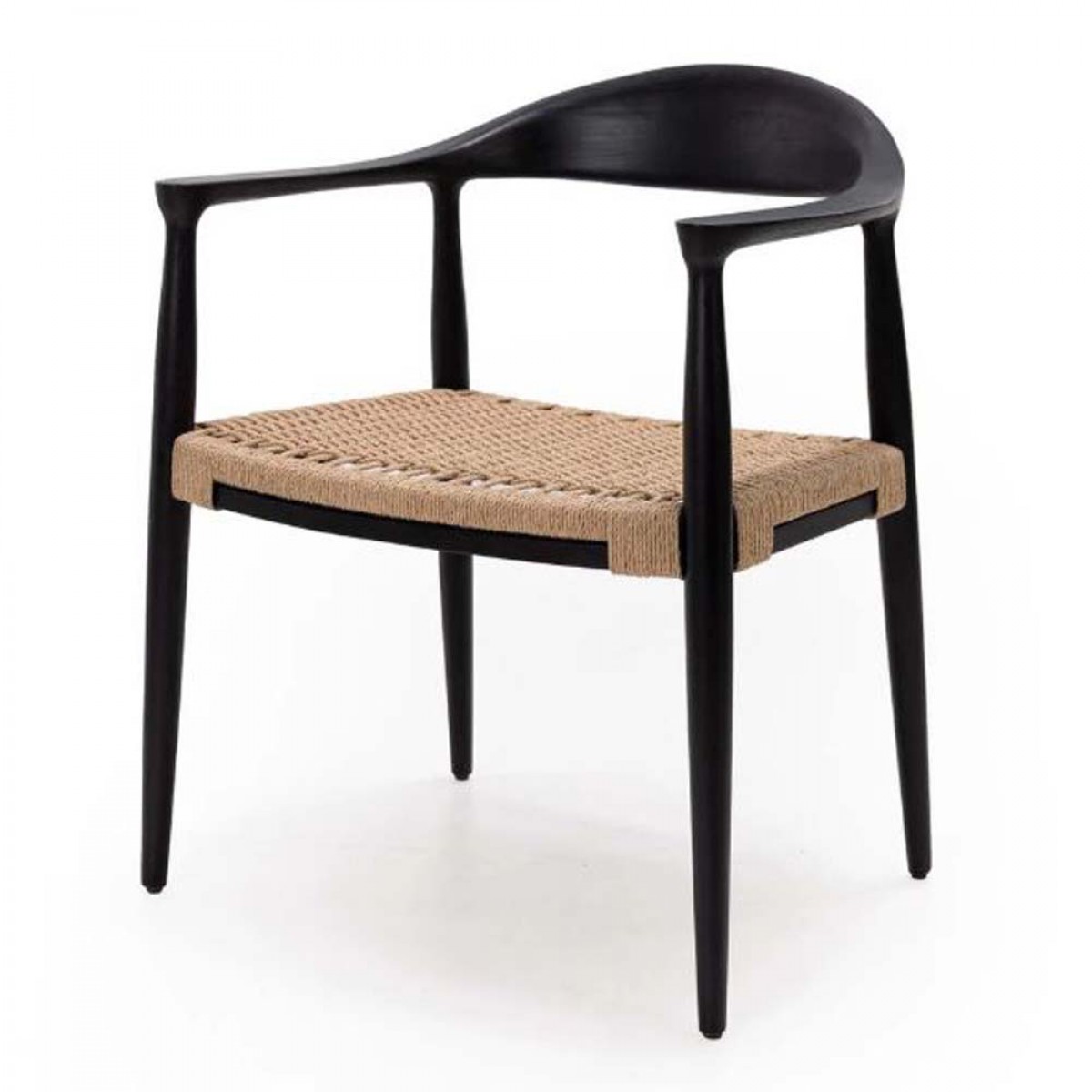 Πολυθρόνα Kels σε μαύρο χρώμα από ξύλο teak 63x53x76 εκ