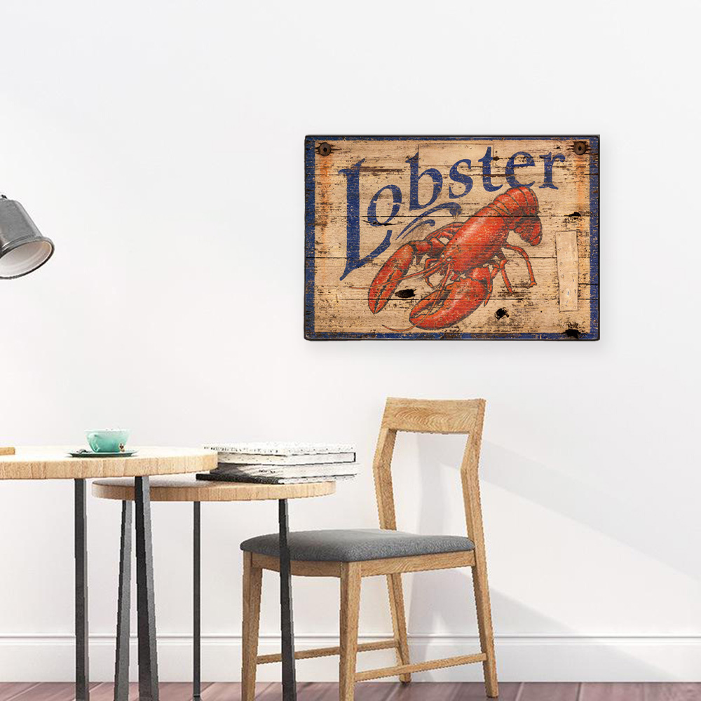 Lobster ξύλινος vintage πίνακας
