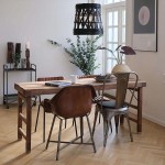 Καρέκλα τραπεζαρίας Diner με καπιτονέ δέρμα καφέ και μαύρο σκελετό 52x47x78 εκ