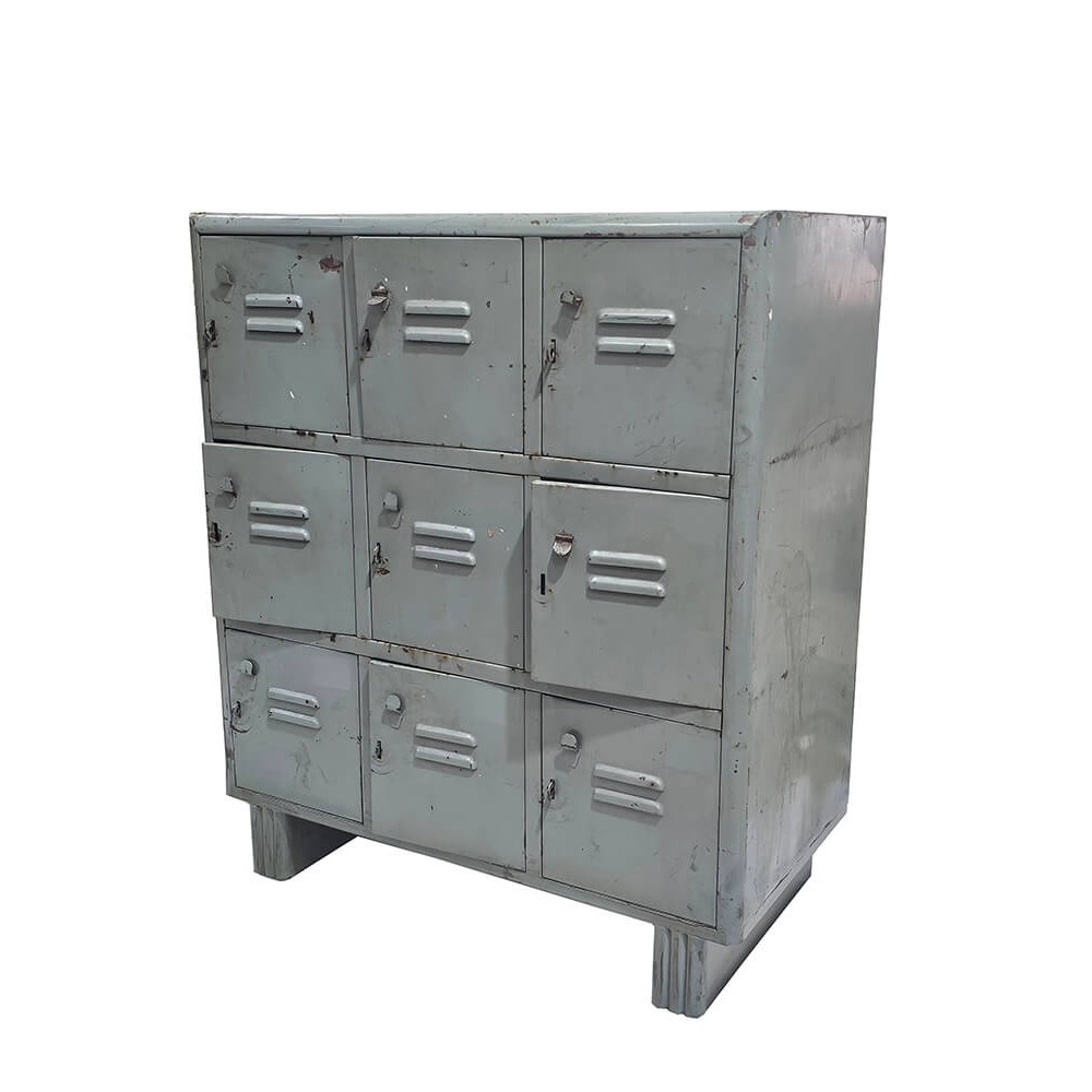 Vintage μεταλλικό locker με 9 πόρτες και παλαιωμένη όψη 92x50x106 εκ