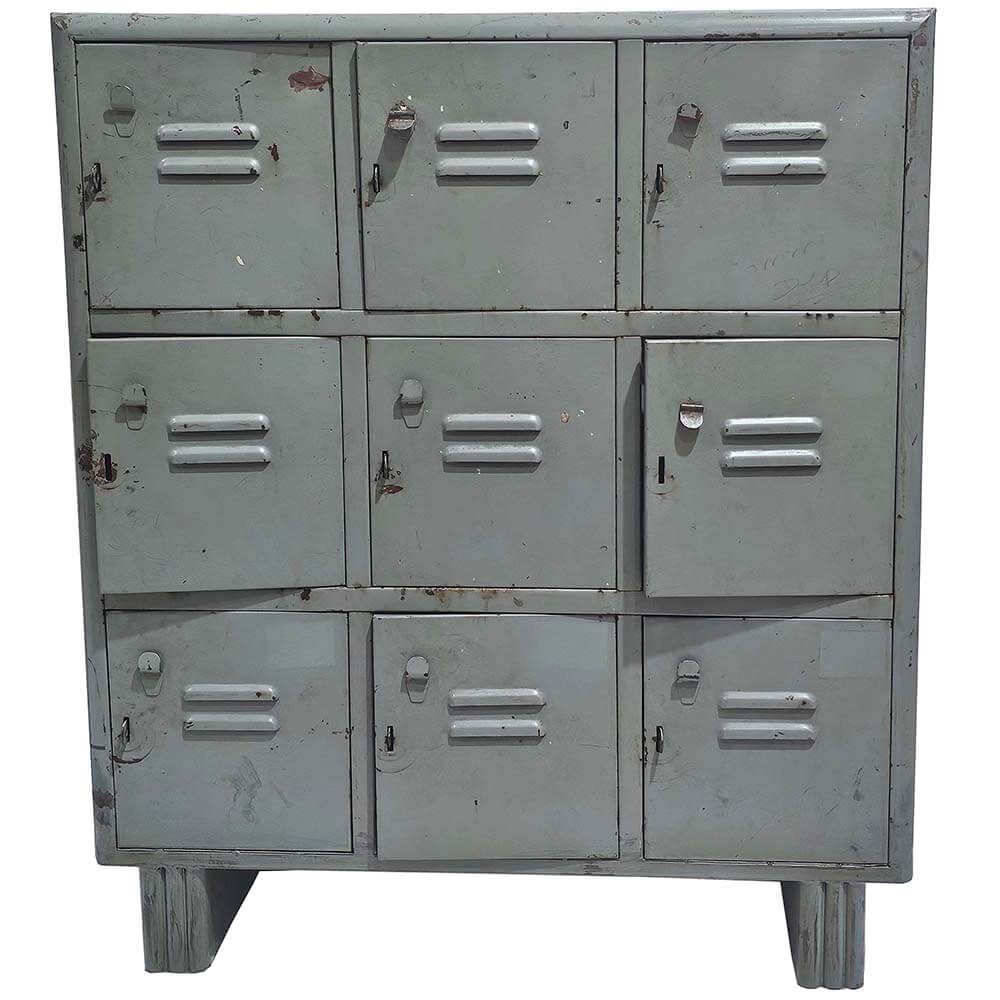 Vintage μεταλλικό locker με 9 πόρτες και παλαιωμένη όψη 92x50x106 εκ