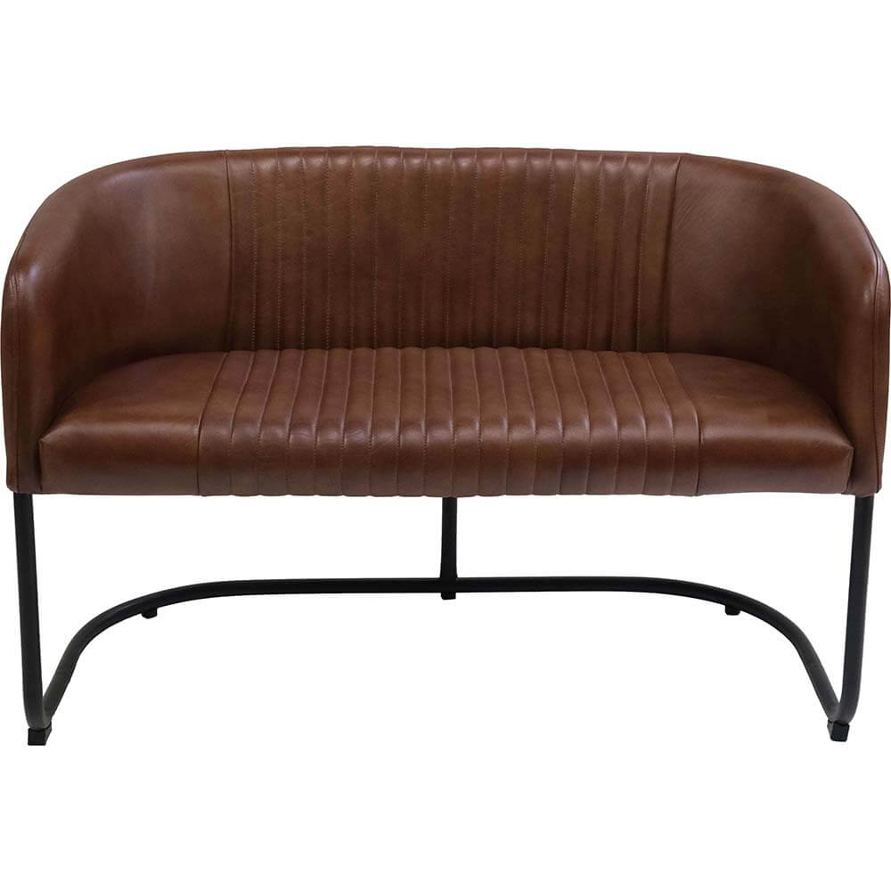 Harlem δερμάτινος lounge καναπές σε καφέ απόχρωση με μεταλλική βάση 116x54x75 εκ
